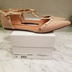 Halogen 'Olson' Pale Pink Leather Studded Flat